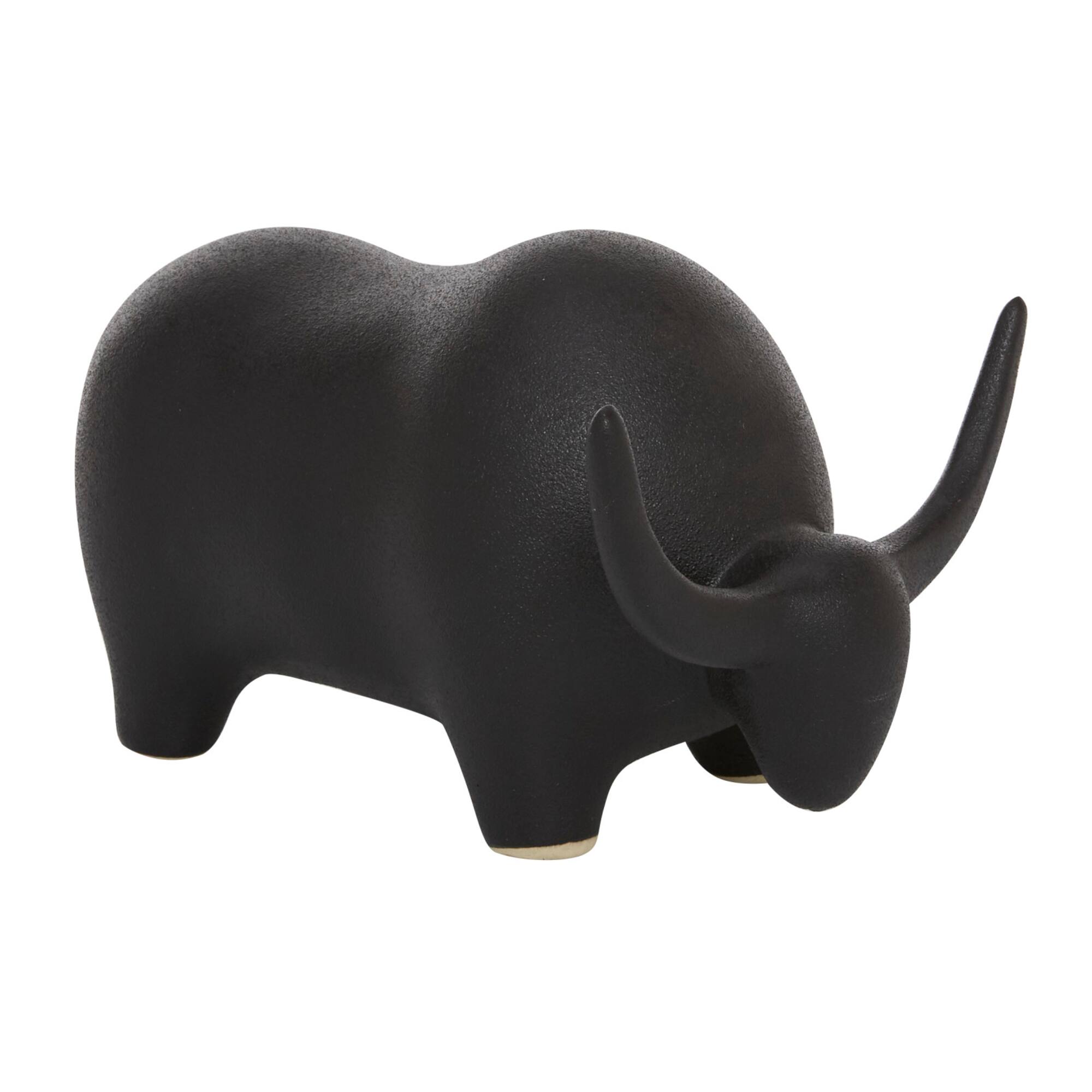 11" Black Contemporary Bull Sculpture